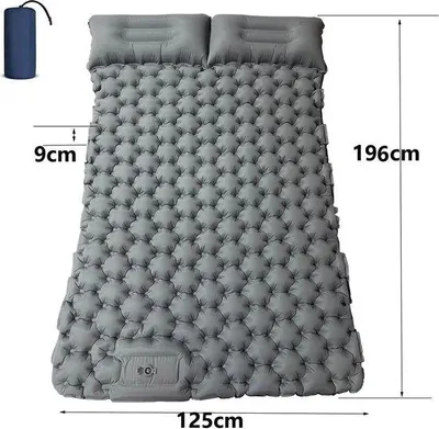 Image de Lit gonflable double Famanu - Avec coussins et pompe à pied intégrée - Gris
