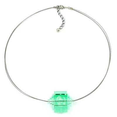 Produktbild von Kette Stufenperle mint-transparent grün 30x22mm
