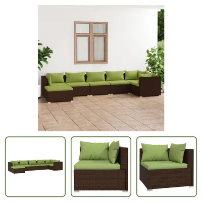 Produktbild von The Living Store 7-tlg. Garten-Lounge-Set mit Kissen Poly Rattan Braun