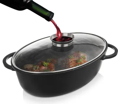 Zdjęcie produktu dla Brytfanna granitowa z pokrywką owalna GRANDE 8 l, 45x27,5 cm