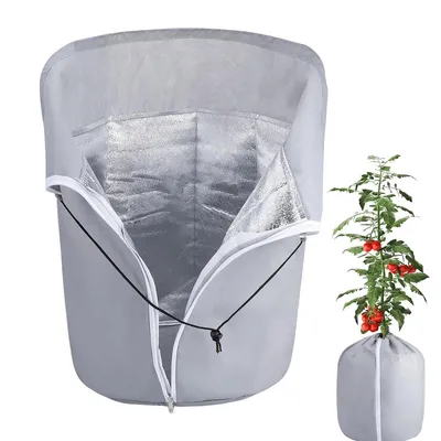 Produktbild von Topfschutz Pflanzen Winter 50x45cm,Thermo Topfschutz für Pflanzen,mit Zugband & Reißverschluss, Pflanzenschutzsack für Palmen Balkonpflanzen