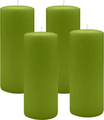 Produktbild von 4er Set Adventskranzkerzen Limonegrün Ø 60 x 200 mm