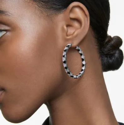Produktbild von Swarovski Damen Ohrringe Ortyx Kreolen Trilliant-Schliff, Schwarz, Rhodiniert 5616911