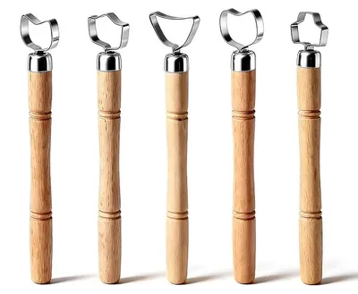 Töpferwerkzeug-Set, 2-teilig, zum Henkelmachen, Metall/Holz