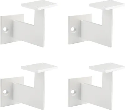 Four white handrail brackets are arranged in a grid on a white background.