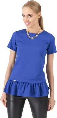 Produktbild von Longshirt Top Klassisch Elegant mit Rüschen ; Blau S/36