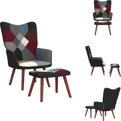 Immagine prodotto di vidaXL Poltrona relax con sgabello Tessuto patchwork - Poltrona