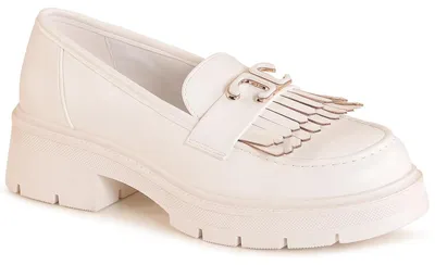 Produktbild von topschuhe24 3229 Damen Halbschuhe Plateau Slipper Fransen, Farbe:Weiß, Größe:37 EU