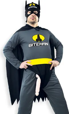 Produktbild von Biteman Herrenkostüm mit Maske, Umhang und Gürtel schwarz - Einheitsgröße