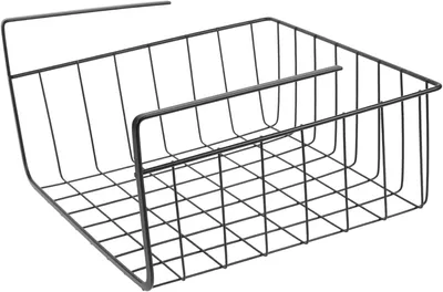 Produktbild von Unterregalkorb - Hängekorb für Regalböden - Regal Organizer - Küchenkorb - Platzsparender Aufbewahrungskorb - 37x26x11 cm - Schwarz