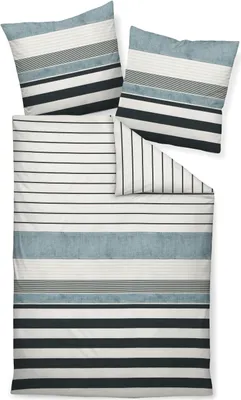 Produktbild von Janine Design Feinbiber Bettwäsche-Garnitur Design DAVOS 65056 Farbe blau-02 Größe 200x220 + 2x80x80 cm
