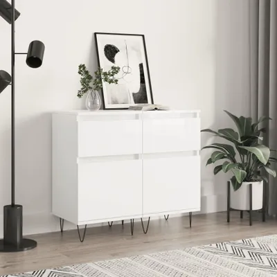 Zdjęcie produktu dla vidaXL Kredensy 2 szt. Biały wysoki połysk 40x35x70 cm Materiał drewnopochodny