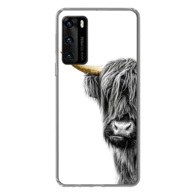Produktbild von MuchoWow® Handyhülle Schutzhülle Hülle für Huawei P40 Schottischer Highlander - Tiere - Schwarz und Gold Silikon Softcase Handy Hülle - Handytasche