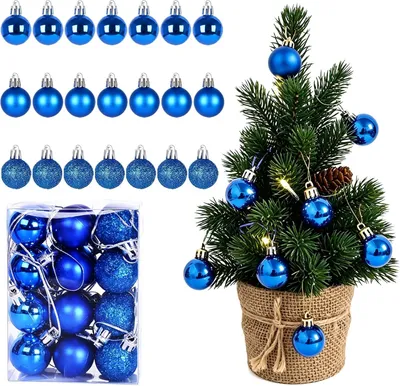 Obrázok produktu pre Plastové vianočné ozdoby, nerozbitné, 24 kusov, 3 cm, vhodné na vianočný stromček