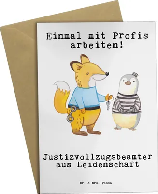Produktbild von Mr. & Mrs. Panda babykarte Justizvollzugsbeamter Leidenschaft - Weiß - Geschenk, Witzig, Spruch, osterkarte, Lustig, weihnachtskarten, Beileidskarte, einladungskarten