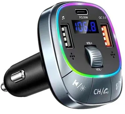 Produktbild von Auto Bluetooth-Lautsprecher FM-Transmitter mit QC3.0 Ladegerät und Umgebungslicht