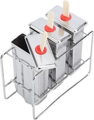 Image de Moules à glaces en acier inoxydable 304 - mini-moules réutilisables pour glaces - lot de 3 avec 50 bâtonnets.