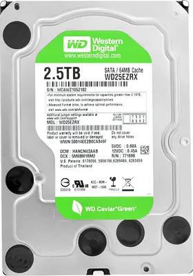 Obrázek produktu pro Westren Digital 2,5TB WD25EZRX Sata III 64Mb Cache 5400 ot/min 3,5" pevný disk