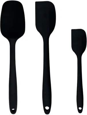 Obrázek produktu pro Ibenzoa® Sada silikonových špachtlí, 3 kusy – špachtle na wok, kuchyňská špachtle a lžíce s jádrem z nerezové oceli, s nepřilnavým povrchem, odolná vůči teplu až do 260 °C