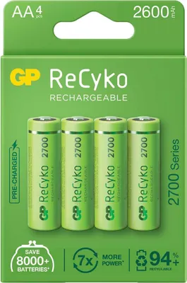 Zdjęcie produktu dla Akumulatory GP Batteries 4x NIMH 2700 AA 1,2 V NiMH, 2700 mAh, niklowo-wodorkowe (NiMH), 1,2 V, AA