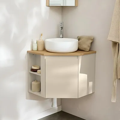 Produktbild von Eckwaschtisch-Set + weißes Waschbecken SORRENTO