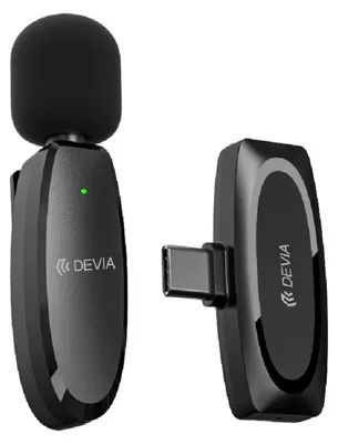 Immagine prodotto di Devia, microfono lavalier wireless USB-C da 10 m con riduzione del rumore ENC, nero