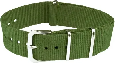 Produktbild von ClassicWatchStraps Nylon Uhrenarmband - Grün, 22 mm, Silber poliert