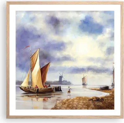 Produktbild von Gerahmtes Poster - Rahmen in heller Eiche - Fischer Schiff Fan - 60x60 cm - Wand Bild - Wanddeko - Wandbilder - Wandposter - Bilderrahmen - Bilder - Kunstdruck - Wandbild - P2NAC60x60-4318