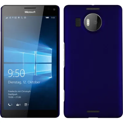 Produktbild von PhoneNatic Case kompatibel mit Microsoft Lumia 950 XL - Hülle blau gummiert Hard-case + 2 Schutzfolien