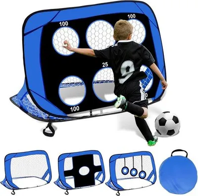 Produktbild von Famanu Fußballtor mit Tragetasche - 4 Spielmodi - Spaßige Fußballausrüstung für Kinder