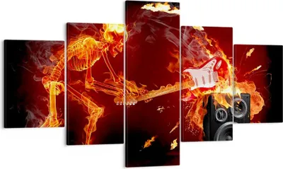 Produktbild von Bild auf Leinwand - Leinwandbild - Feuer Instrument Skelett - 125x70cm - Wand Bild - Wanddeko - Leinwanddruck - Bilder - Kunstdruck - Wanddekoration - Leinwand bilder - Wandkunst - EA125x70-0210