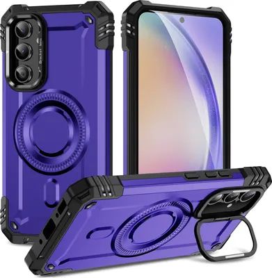 Obrázek produktu pro Magnetické pouzdro pro Samsung Galaxy A54, robustní vojenské ochranné pouzdro s kamerovým kroužkem stojánkem Fialová