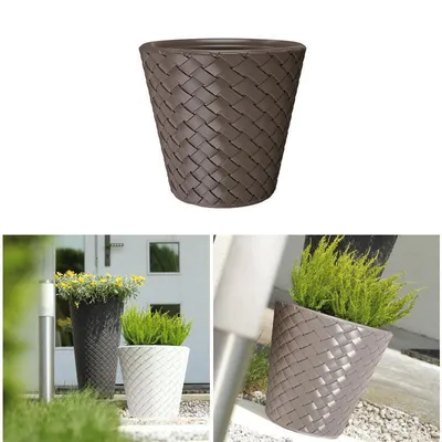 Produktbild von Blumentopf mit Flechtoptik Blumenkübel Pflanztopf Übertopf Pflanzkübel 52L braun