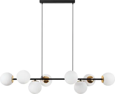 Produktbild von Hängeleuchte Siena Schwarz-Gold 8-flammig Glas Weiß E14