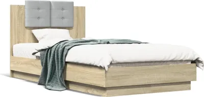 Produktbild von CLORIS Bettgestell mit Kopfteil und LED-Leuchten Sonoma-Eiche 75x190cm 2024