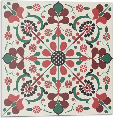Produktbild von Blumenmuster Mit Symmetrie – Selbstklebende Fliesen – Wandverkleidung – Wandpaneel – PVC Fliesen – Vinylflisen – PCV Flisen – Selbstklebend – Wanddeko – 9 Stück 30 x 30 cm