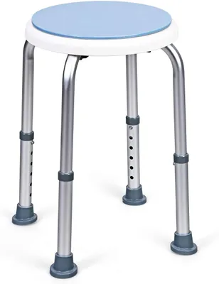 Image de Tabouret de douche COSTWAY pivotant à 360°, chaise de douche réglable en hauteur, tabouret de bain, siège de douche antidérapant, chaise de douche Medical en aluminium, aide à la douche blanche, siège de bain aide au bain pour femmes enceintes et personnes âgées