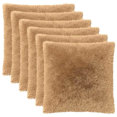 Immagine prodotto di Cuscini decorativi vidaXL, confezione da 6, colore taupe, 65 x 65 cm, tessuto in pile poliestere