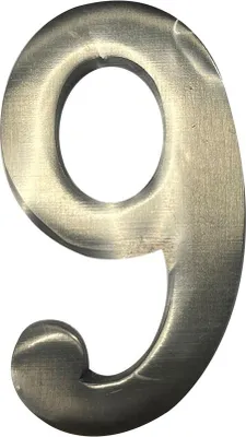 Image de Numéro De Maison 9 Nickel Mat Design Moderne, Fixation Invisible - Edm