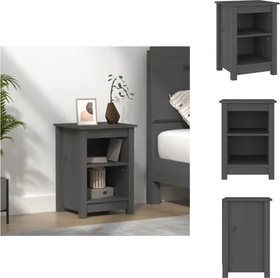 Produktbild von vidaXL Nachttisch Grau 40x35x55 cm Massivholz Kiefer -  Nachttische