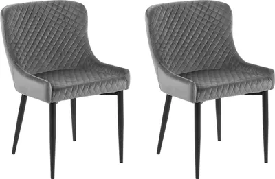 Produktbild von BELIANI Esszimmerstuhl 2er Set Grau Samtstoff Modern/Retro
