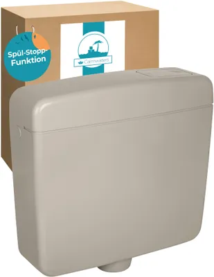 Produktbild von Calmwaters® Spülkasten Grau mit Spül-Stopp-Funktion, 6-9 Liter Spülmenge, Aufputzspülkasten WC schmal, flacher Spülkasten Elements, Aufputz-Montage, Start-Stopp-Taste, Manhattan-Grau, 29HB2717
