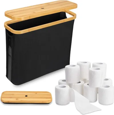 Produktbild von Stehende Toilettenpapierlagerung Rollenhalter mit Deckel 435 x 145 x 37 cm - Schwarz
