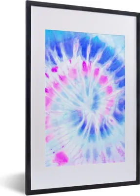 Produktbild von MuchoWow® Gerahmtes Poster Sommer - Krawattenfärbung - Weiß 40x60 cm - Poster mit Schwarzem Bilderrahmen Wandposter Rahmen Foto Bilder - Poster in Rahmen