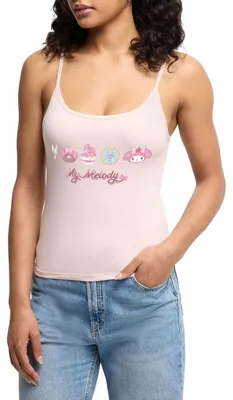 Produktbild von Spreadshirt My Melody Mit Flat Und Gebäckstücken Frauen Premium Organic Top mit Spaghettiträgern, XXL, Puderrosa