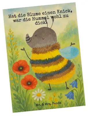 Produktbild von Mr. & Mrs. Panda Grußkarte Hummel flauschig Design - Weiß - Geschenk, Lustige Sprüche, Biene, Ansichtskarte, Ansichtskarten, Fotokarte, Blume, Postkarte, Postkarten