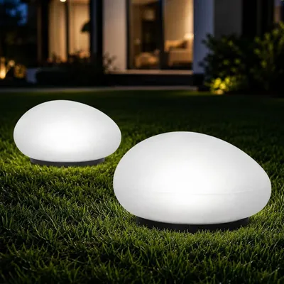 Produktbild von Solar Glasstein Lampe,Solarleuchten(2 Stk,kaltweiß)Solarlampen für außen,IP65 Wasserdicht,Deko Steinleuchten Flur,Terrasse,Rasen,Innenhof,Yard