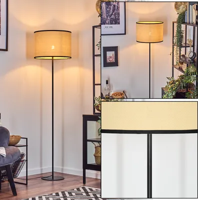 Produktbild von Tamarispa Stehlampe aus Metall/Papiergeflecht in Schwarz/Beige