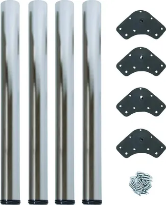 Produktbild von emuca Set aus 4 Tischbeinen, Stahl NICKEL satiniert Höhe 830 mm - Ø 60 mm / Stützen