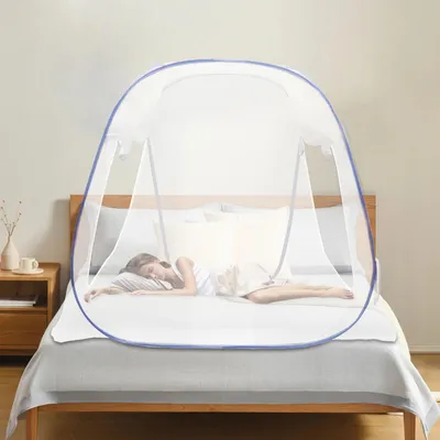 Produktbild von Moskitonetz und Mückennetz für Doppelbett - Betthimmel - 200 x 180 cm - Doppeltür - Feinmaschig - Faltbar, tragbar